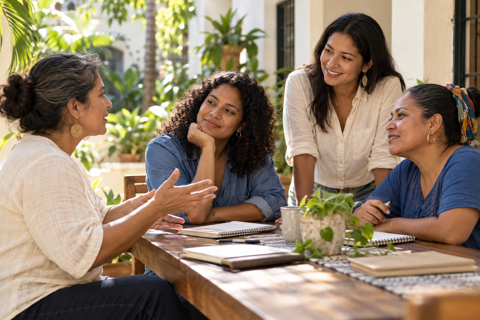 Fotografía ilustrativa de mujeres compartiendo un encuentro comunitario